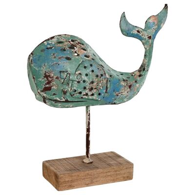 IRON DECORATION 29X8X32 PAINTED WHALE DH213820
