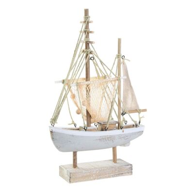 POLYESTER WOOD DECORATION 18X6X32 BOAT LM196697