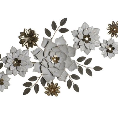 WALL DECORATION METAL 106,7X5X46,4 WHITE FLOWERS DP204672