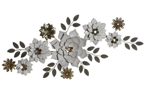 Decoracion Pared Metal 106,7X5X46,4 Flores Blanco DP204672