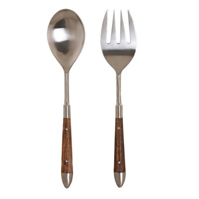 CUTLERY SET 2 STAINLESS STEEL ACACIA 6X2X27 NATURAL PC200986
