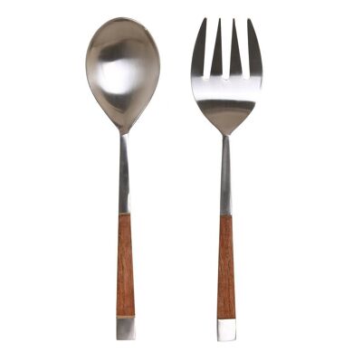 CUTLERY SET 2 STAINLESS STEEL ACACIA 6X2X27 NATURAL PC200988