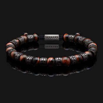 Bracelet Royale Or Noir & Oeil de Tigre Rouge