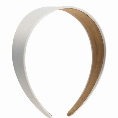 Wide Satin Headband in White