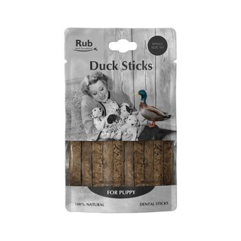 Duck Dental Rub Stick Prize pour chiots 100g - Petite taille 1x1 1