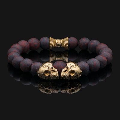 Armband Totenkopf aus Vermeil-Gold und rotem Brekzien