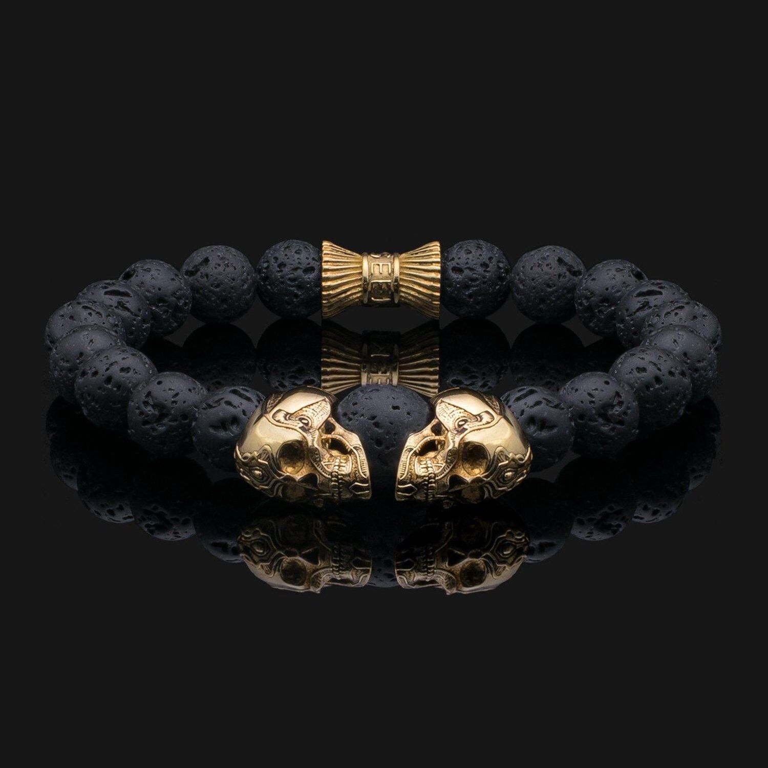 Mens Leather Skull Bracelet - Gold, Silver | FREE Shipping – Jewelrify