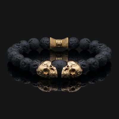 Skull Gold Vermeil & Lava Bracelet