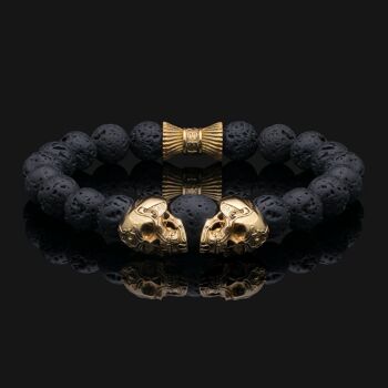 Bracelet Skull Or Vermeil & Lave