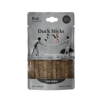 Duck Dental Rub Stick Prize pour chiens 100g - Petite taille 1x1 1