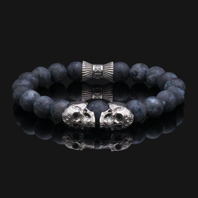 Bracelet tête de mort en argent sterling 925 et labradorite