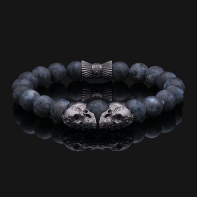 Totenkopf Armband aus Schwarzgold & Labradorit