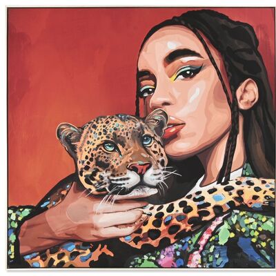 Peinture sur toile Ps 100X3,5X100 Fille Léopard CU209470