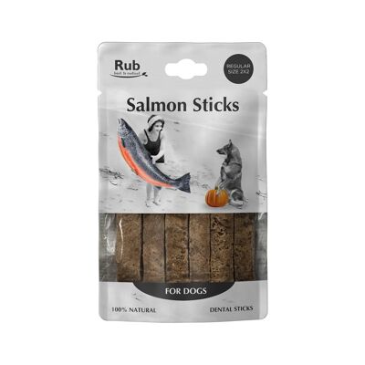 Salmon Dental Rub Stick Prize for Dogs 100g - Regular Size 2x2