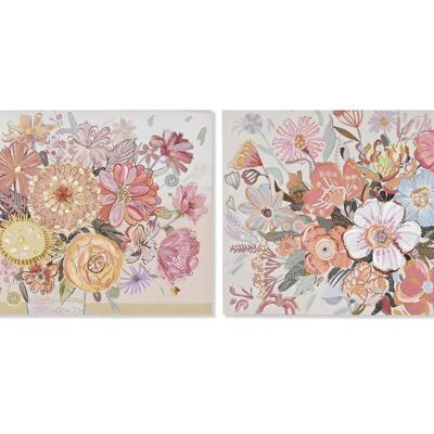 TABLEAU SUR TOILE MDF 89.5X3X60 FLEURS 2 ASSORTIMENTS. CU201587