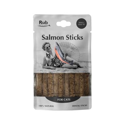 Salmon Dental Rub Stick Prize for Cats 100g - Small Size 1x1