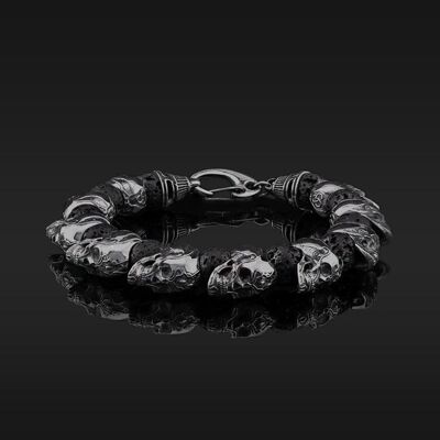 Bracelet Prestige Skull Or Noir & Lave