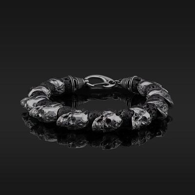 Bracciale Prestige Skull in oro nero e lava