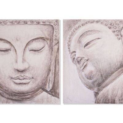 QUADRO IN PINO TELA 80X3,5X80 BUDDHA 2 ASSORTITI. CU201559