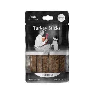 Turkey Dental Rub Stick Prize für Hunde 100 g – Normale Größe 2x2