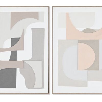 Leinwandgemälde aus Kiefernholz, 82 x 4,5 x 102 cm, abstrakt, 2 Sortimente. CU211940