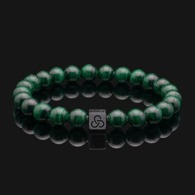 Bracciale essenziale in oro nero e malachite verde