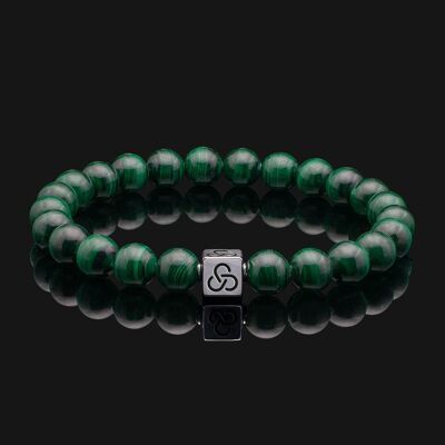 Bracciale essenziale in argento sterling 925 e malachite verde