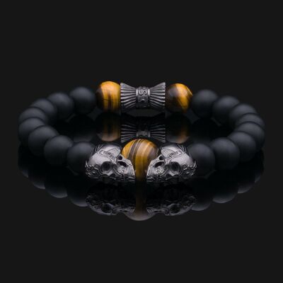 Bracciale Skull in oro nero e onice 3