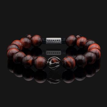 Bracelet Waves Or Noir & Oeil de Tigre Rouge 1