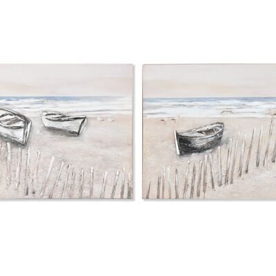 Mdf Canvas Picture 70X3.5X50 Beach Boats 2 Assortment. CU210979