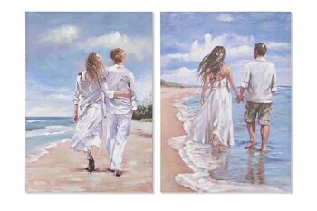 TABLEAU SUR TOILE MDF 70X3X100 COUPLE PLAGE 2 SURT. CU210953 1