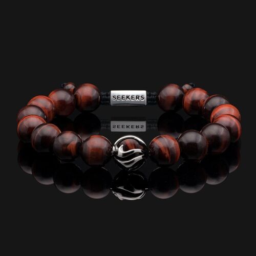 Waves 925 Sterling Silver & Red Tiger Eye Bracelet