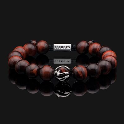 Waves 925 Sterling Silver & Red Tiger Eye Bracelet