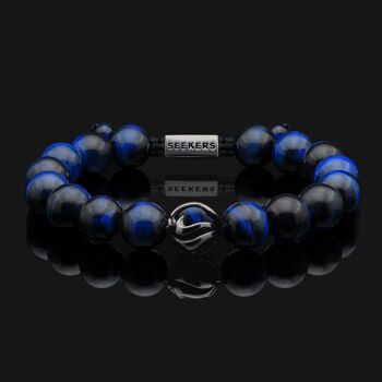 Bracelet Vagues Or Noir & Oeil De Tigre Bleu 1