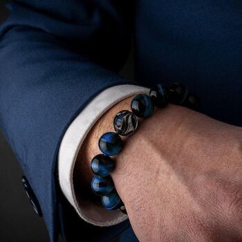 Bracelet Vagues Or Noir & Oeil De Tigre Bleu 2