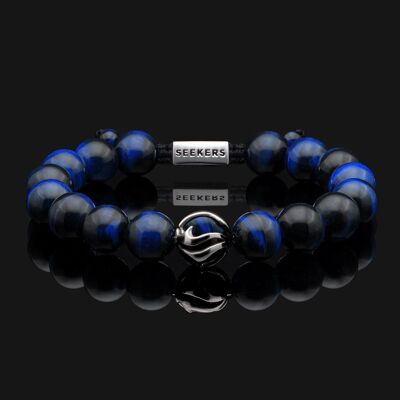 Waves 925 Sterling Silber & Blaues Tigerauge Armband