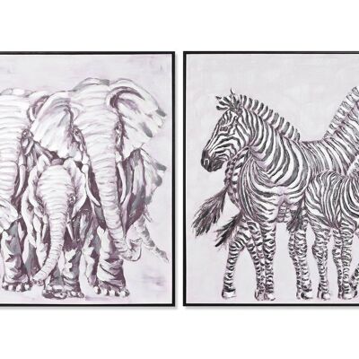 Bild auf Leinwand, 100 x 3,5 x 100 cm, Zebra-Elefanten, 2-fach sortiert. CU209537