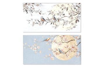 PEINTURE SUR TOILE 120X3,7X60 FLEURS OISEAU 2 ASSORT. CU209085 1