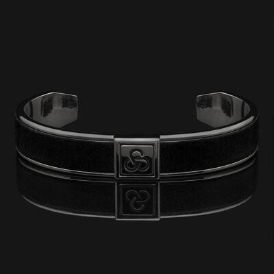 Brazalete de cuero negro dorado y marrón oscuro