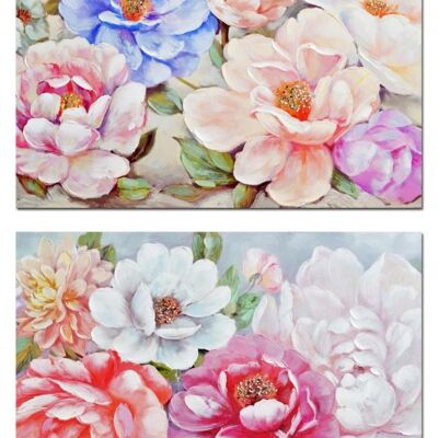 TABLEAU SUR TOILE MDF 100X3X70 FLEURS 2 ASSORTIS. CU201718