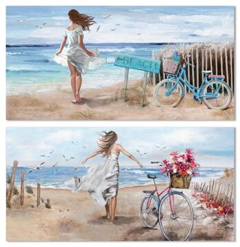 TABLEAU SUR TOILE MDF 120X3X60 BEACH GIRL 2 SURT. CU201738