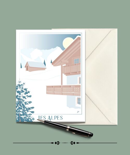 Carte Postale LES ALPES Le Chalet - 15x21cm