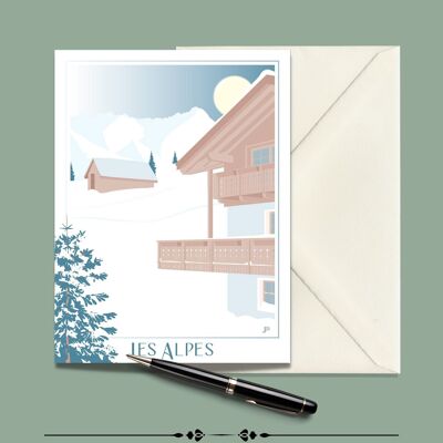 Carte Postale LES ALPES Le Chalet - 15x21cm