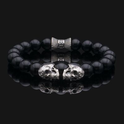 Totenkopf 925 Sterling Silber & Onyx Armband 4