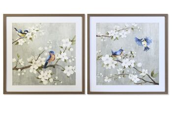 TABLEAU VERRE PS 63X3X63 FLEURS OISEAUX 2 ASSORTIMENTS. CU201869 1