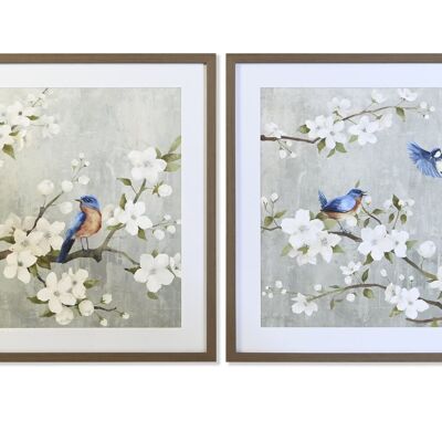 QUADRO VETRO PS 63X3X63 UCCELLI FIORI 2 ASSORTIMENTI. CU201869