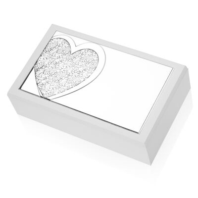 Joyero 20x12x6 cm Plata Línea "Corazón"