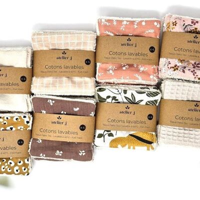 Washable cotton pads - Zero waste makeup remover wipes set of 4 - 8 models