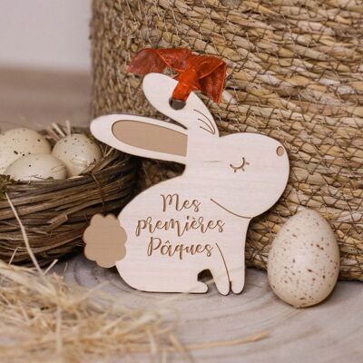 Decorazione pasquale in legno "La mia prima Pasqua" - Coniglietto pasquale