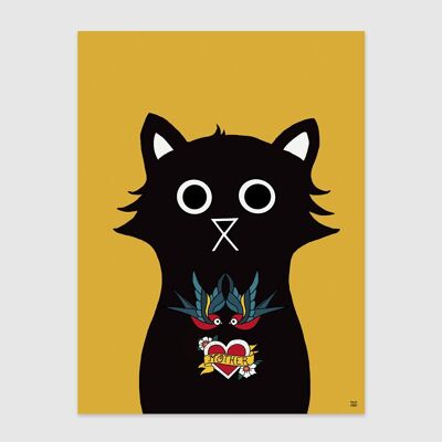 Tattoo Dabbler Cat Wall Art Print A4 and A3